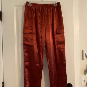 Nasty gal rust satin cargo pants